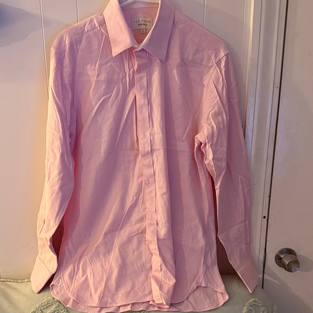 Ted Baker Light Pink Men's Dress Shirt - Collared Long Sleeve